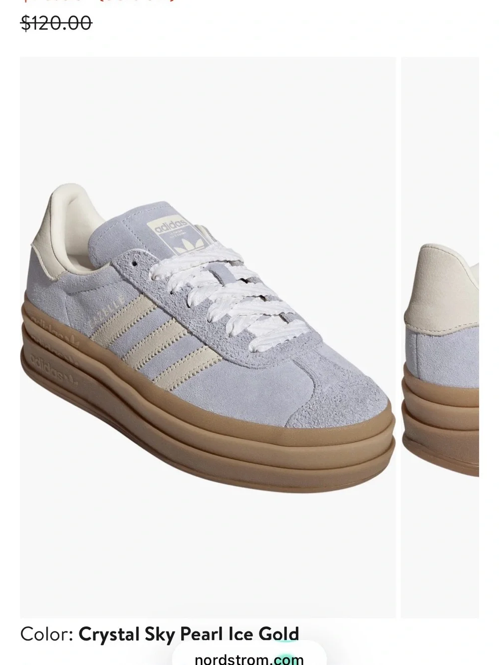 Adidas Gazelle Platform Sneakers in Light Blue and Cream with Gum Sole